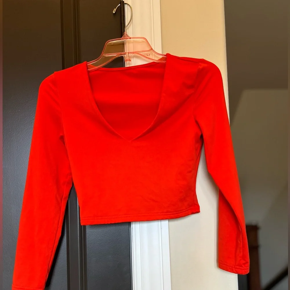 🧡 Orange Body Con Scoop Neck Long Sleeve Slim